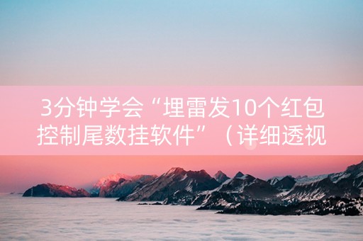 3分钟学会“埋雷发10个红包控制尾数挂软件”（详细透视教程）-哔哩哔哩