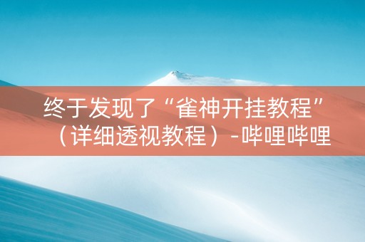 终于发现了“雀神开挂教程”（详细透视教程）-哔哩哔哩