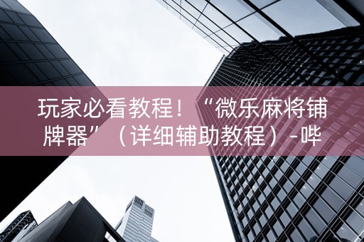 玩家必看教程！“微乐麻将铺牌器”（详细辅助教程）-哔哩哔哩