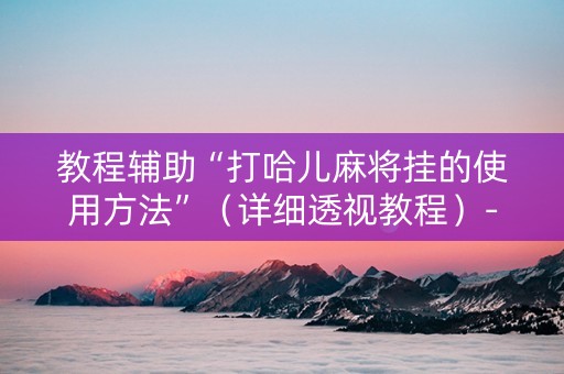 教程辅助“打哈儿麻将挂的使用方法”（详细透视教程）-哔哩哔哩