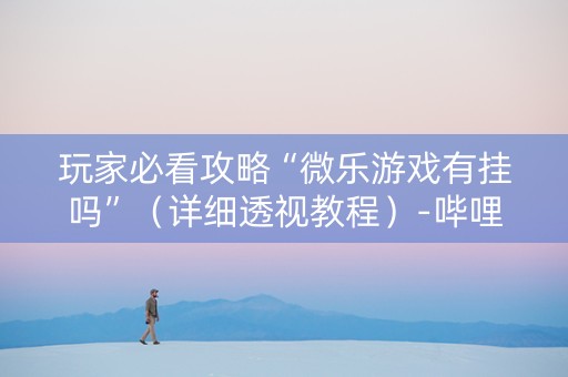 玩家必看攻略“微乐游戏有挂吗”（详细透视教程）-哔哩哔哩