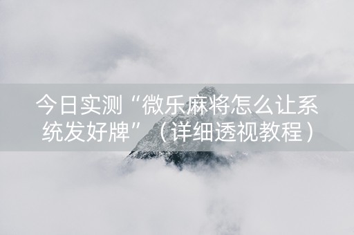 今日实测“微乐麻将怎么让系统发好牌”（详细透视教程）-哔哩哔哩