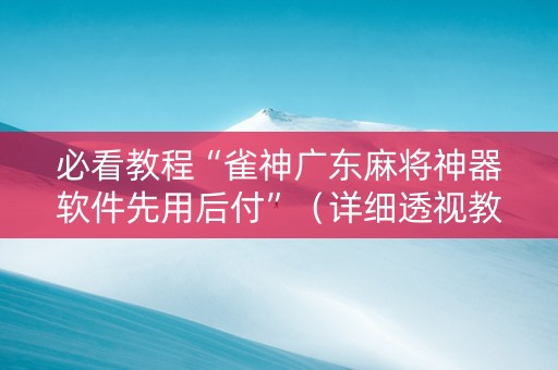 必看教程“雀神广东麻将神器软件先用后付”（详细透视教程）-哔哩哔哩