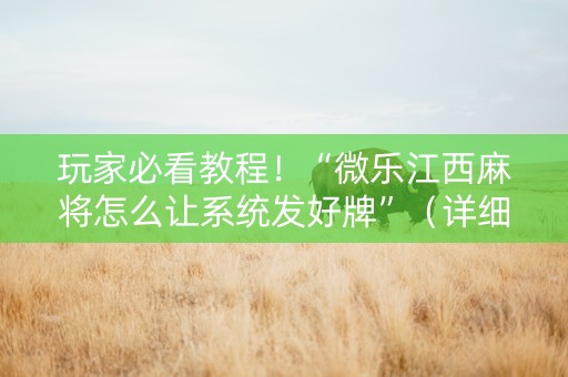 玩家必看教程！“微乐江西麻将怎么让系统发好牌”（详细辅助教程）-哔哩哔哩