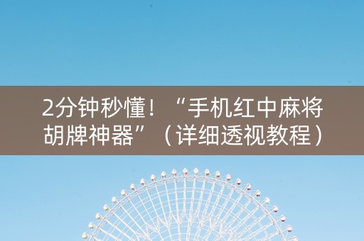 2分钟秒懂！“手机红中麻将胡牌神器”（详细透视教程）-哔哩哔哩
