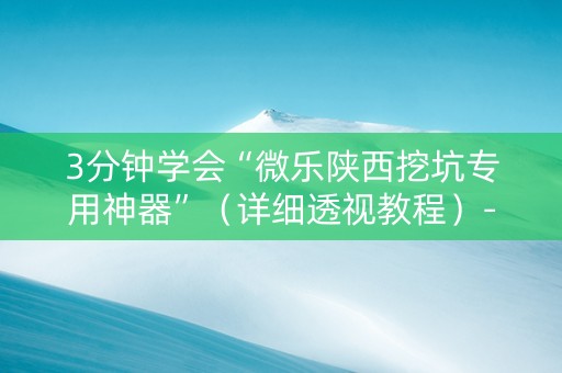 3分钟学会“微乐陕西挖坑专用神器”（详细透视教程）-哔哩哔哩