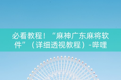 必看教程！“麻神广东麻将软件”（详细透视教程）-哔哩哔哩