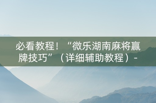 必看教程！“微乐湖南麻将赢牌技巧”（详细辅助教程）-哔哩哔哩