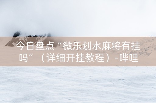 今日盘点“微乐划水麻将有挂吗”（详细开挂教程）-哔哩哔哩