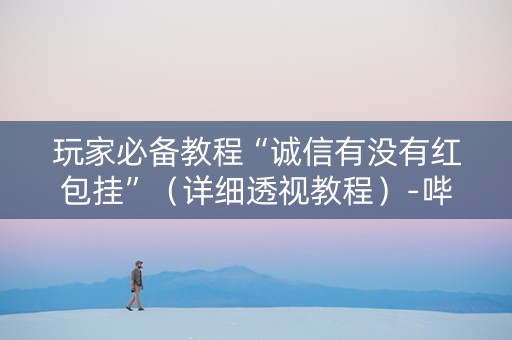 玩家必备教程“诚信有没有红包挂”（详细透视教程）-哔哩哔哩