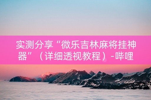 实测分享“微乐吉林麻将挂神器”（详细透视教程）-哔哩哔哩