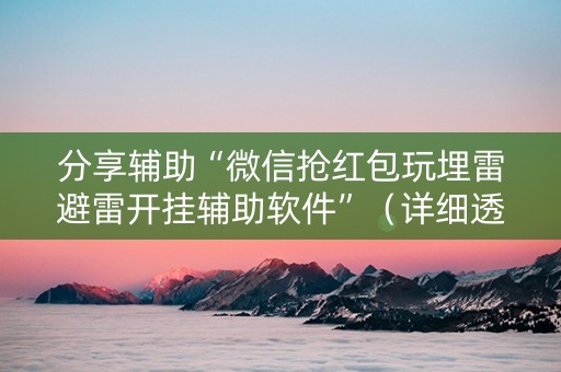 分享辅助“微信抢红包玩埋雷避雷开挂辅助软件”（详细透视教程）-哔哩哔哩