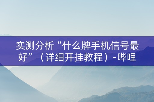 实测分析“什么牌手机信号最好”（详细开挂教程）-哔哩哔哩