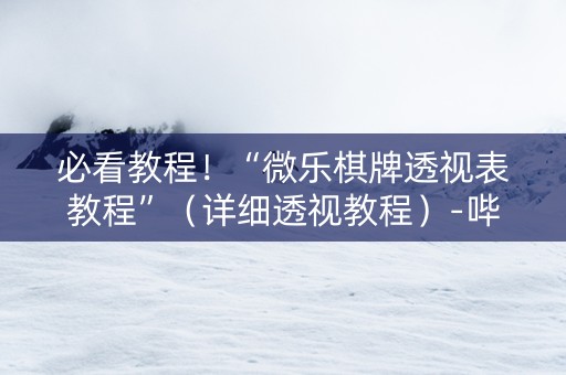 必看教程！“微乐棋牌透视表教程”（详细透视教程）-哔哩哔哩