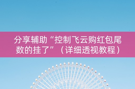 分享辅助“控制飞云购红包尾数的挂了”（详细透视教程）-哔哩哔哩
