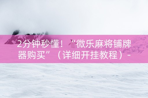 2分钟秒懂！“微乐麻将铺牌器购买”（详细开挂教程）-哔哩哔哩