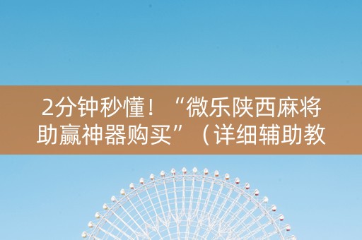 2分钟秒懂！“微乐陕西麻将助赢神器购买”（详细辅助教程）-哔哩哔哩
