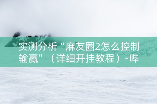 实测分析“麻友圈2怎么控制输赢”（详细开挂教程）-哔哩哔哩