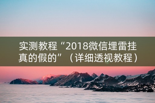 实测教程“2018微信埋雷挂真的假的”（详细透视教程）-哔哩哔哩