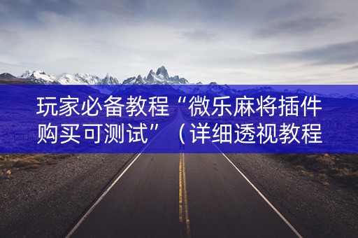 玩家必备教程“微乐麻将插件购买可测试”（详细透视教程）-哔哩哔哩