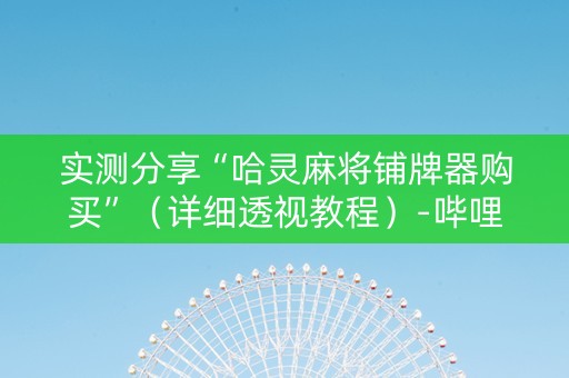 实测分享“哈灵麻将铺牌器购买”（详细透视教程）-哔哩哔哩