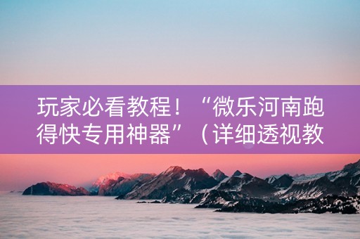 玩家必看教程！“微乐河南跑得快专用神器”（详细透视教程）-哔哩哔哩