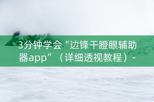 3分钟学会“边锋干瞪眼辅助器app”（详细透视教程）-哔哩哔哩