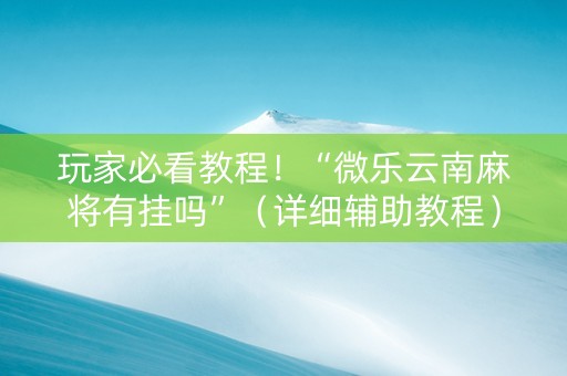 玩家必看教程！“微乐云南麻将有挂吗”（详细辅助教程）-哔哩哔哩
