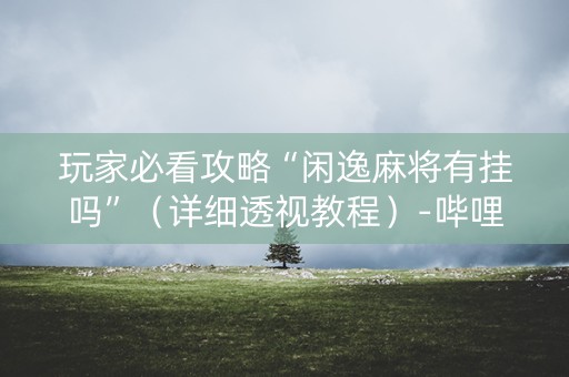 玩家必看攻略“闲逸麻将有挂吗”（详细透视教程）-哔哩哔哩
