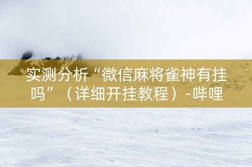 实测分析“微信麻将雀神有挂吗”（详细开挂教程）-哔哩哔哩