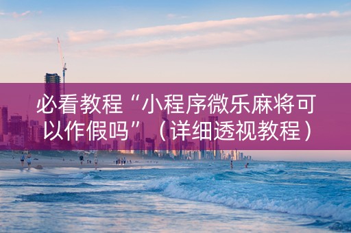必看教程“小程序微乐麻将可以作假吗”（详细透视教程）-哔哩哔哩