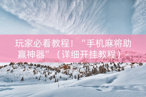 玩家必看教程！“手机麻将助赢神器”（详细开挂教程）-哔哩哔哩