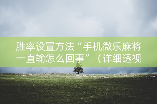 胜率设置方法“手机微乐麻将一直输怎么回事”（详细透视教程）-哔哩哔哩