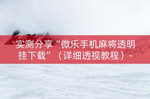 实测分享“微乐手机麻将透明挂下载”（详细透视教程）-哔哩哔哩