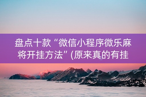 盘点十款“微信小程序微乐麻将开挂方法”(原来真的有挂)-知乎