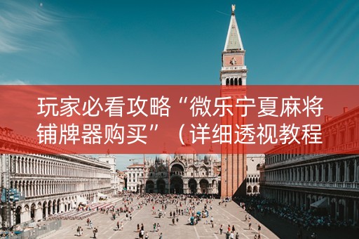 玩家必看攻略“微乐宁夏麻将铺牌器购买”（详细透视教程）-哔哩哔哩