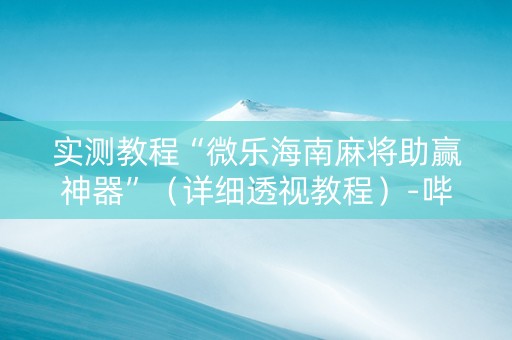实测教程“微乐海南麻将助赢神器”（详细透视教程）-哔哩哔哩