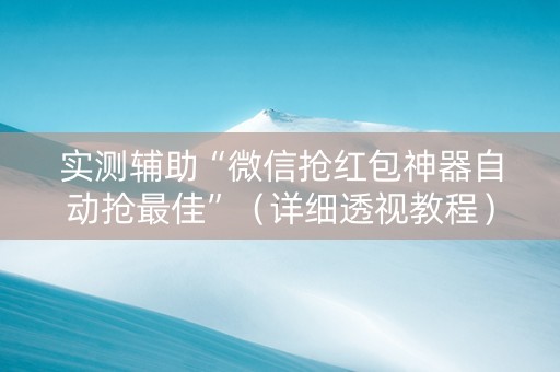 实测辅助“微信抢红包神器自动抢最佳”（详细透视教程）-哔哩哔哩