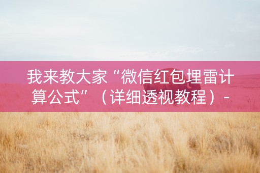 我来教大家“微信红包埋雷计算公式”（详细透视教程）-哔哩哔哩