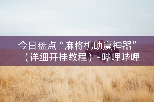 今日盘点“麻将机助赢神器”（详细开挂教程）-哔哩哔哩