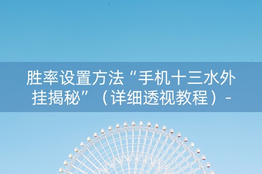 胜率设置方法“手机十三水外挂揭秘”（详细透视教程）-哔哩哔哩