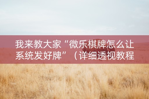 我来教大家“微乐棋牌怎么让系统发好牌”（详细透视教程）-哔哩哔哩