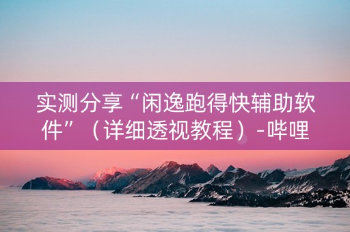 实测分享“闲逸跑得快辅助软件”（详细透视教程）-哔哩哔哩