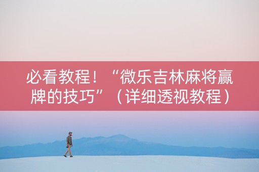 必看教程！“微乐吉林麻将赢牌的技巧”（详细透视教程）-哔哩哔哩