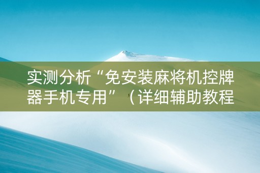 实测分析“免安装麻将机控牌器手机专用”（详细辅助教程）-哔哩哔哩