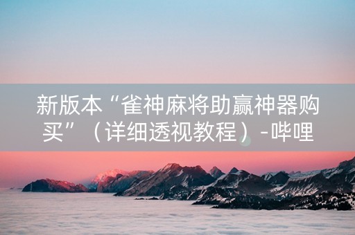 新版本“雀神麻将助赢神器购买”（详细透视教程）-哔哩哔哩