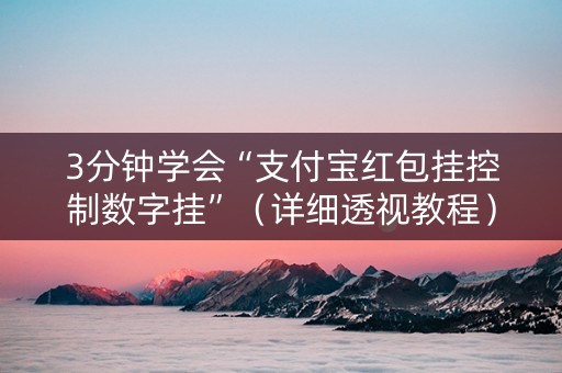 3分钟学会“支付宝红包挂控制数字挂”（详细透视教程）-哔哩哔哩