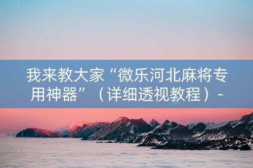 我来教大家“微乐河北麻将专用神器”（详细透视教程）-哔哩哔哩