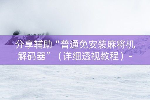分享辅助“普通免安装麻将机解码器”（详细透视教程）-哔哩哔哩