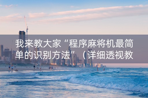 我来教大家“程序麻将机最简单的识别方法”（详细透视教程）-哔哩哔哩